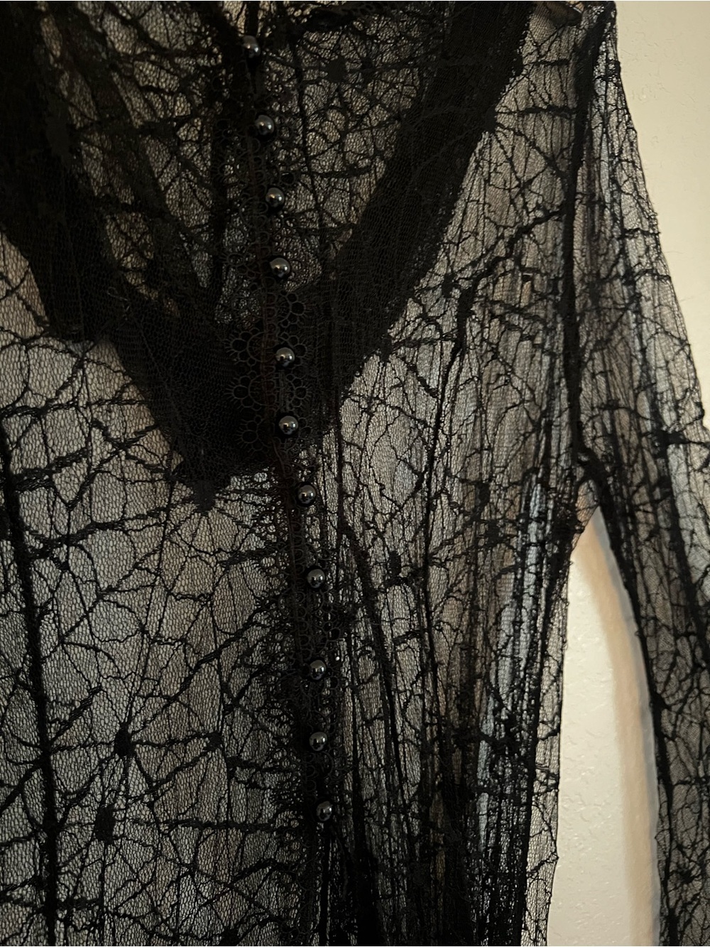Soft Whimsigoth / Witchy Goddess Hooded Lace Duster Gown Flare Sleeve Cloak (3X) - Picture 13 of 13